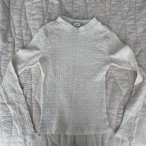 Mango Cream Gathered Knitted Long Sleeve Top Size XS